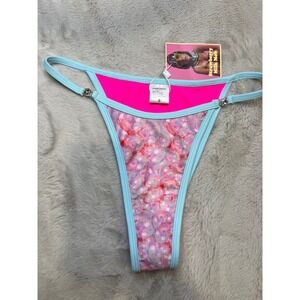 Strawberry Milk Mob Bikini Bottom Womens S Blue Pink NWT Bubble Print Rhinestone